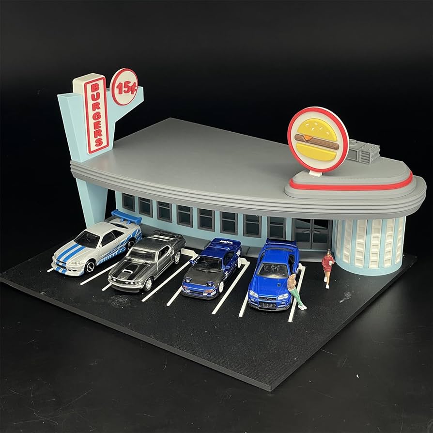 Amazon | 1/64 スケールフィギュア バーガーショップ駐車場